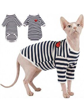 Stylish Hairless Cat Shirt - Breathable Stripe Vest for Everyday Comfort